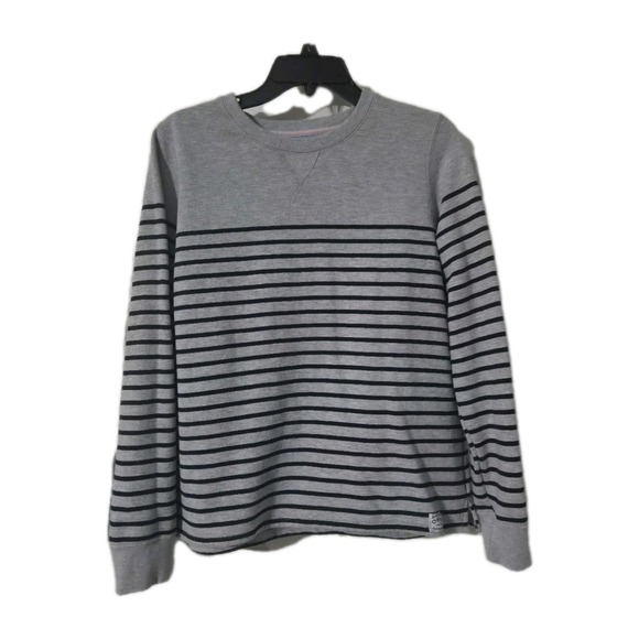 Orvis Sweatshirt Ladies Large Gray Navy Striped, Medium - Picture 1 of 4
